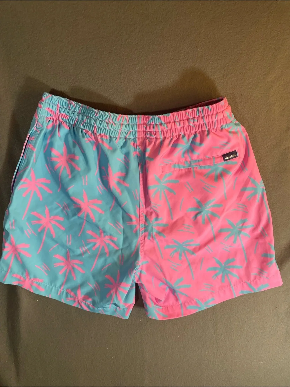Chubbies Palm Tree Split Colorblock Swim Trunks 5.5